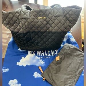 MZ Wallace Quilted Black/Grey Bag with silver  Accent